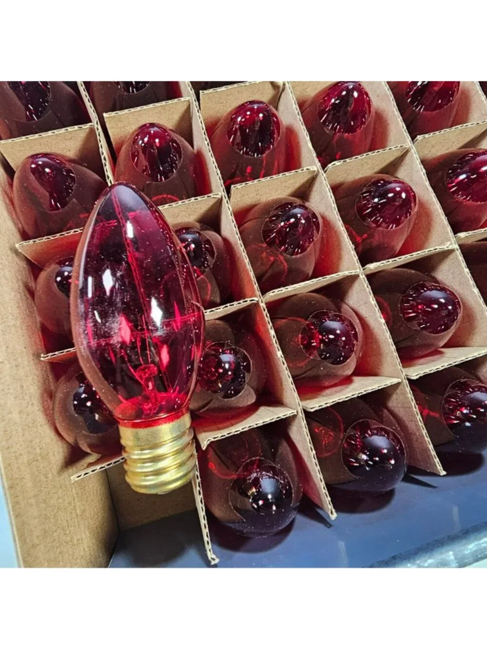 50ct Red Commercial Grade Incandescent C9 Replacement Glass Bulbs In/Outdoor E17